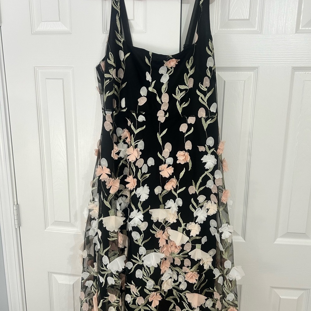 Lulu's Black Dress with Floral Accents